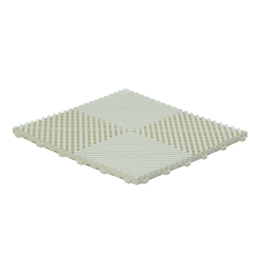 White modular floor tile – myFloor DetailTrax® Pro for garages and workshops